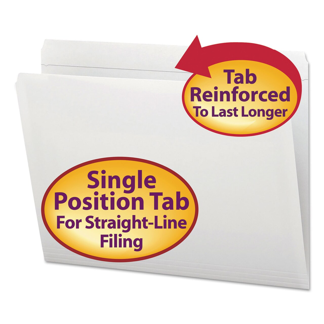 Smead Reinforced Top Tab Colored File Folders Straight Tab Letter Size White 100/Box